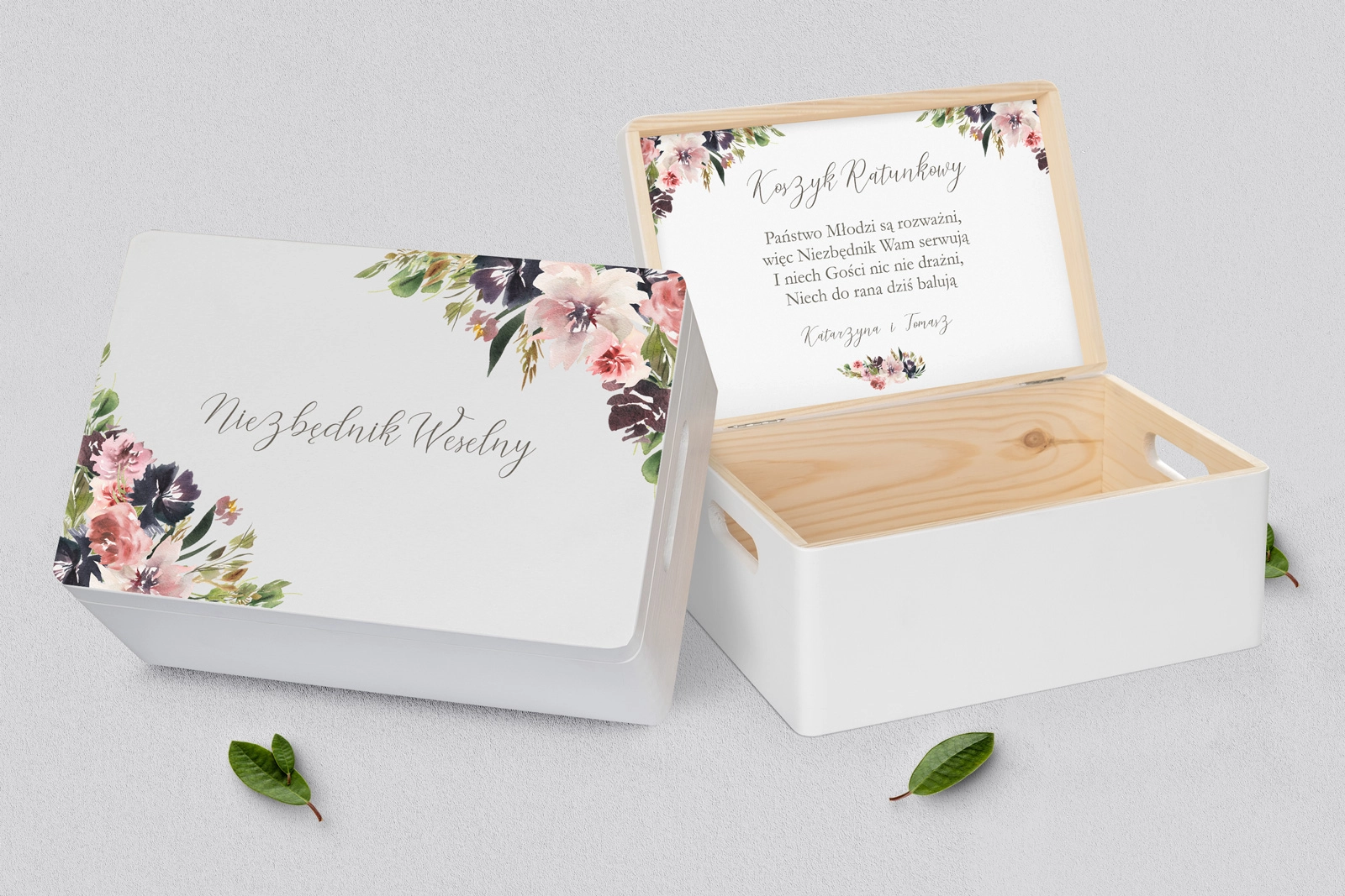 Koszyczek ratunkowy weselny biały - PasteLove Motyw 4