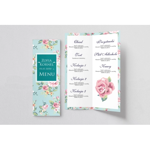 Menu Weselne Kwiatowe Pole Motyw 1