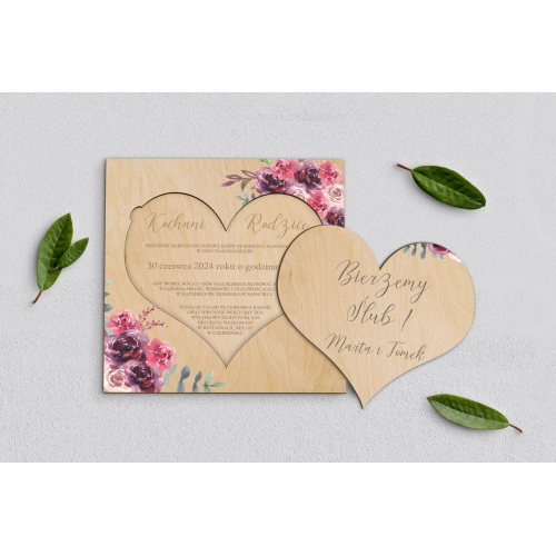 Drewniane Zaproszenie dla Rodziców - PasteLove Motyw 1