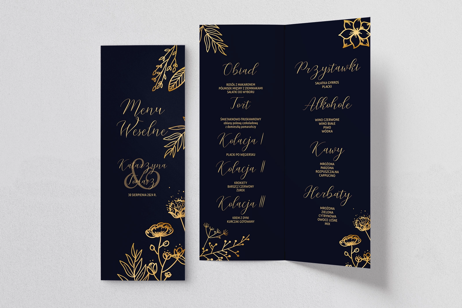 Menu Weselne Goldish - Motyw 2