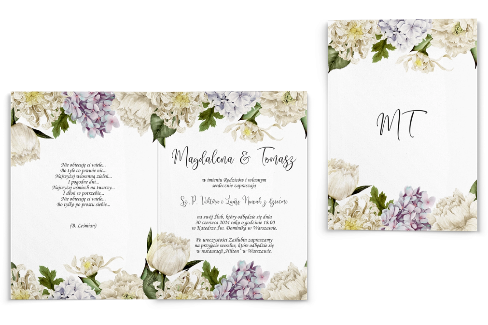 Zaproszenia ślubne Ofelia - Składane Motyw 2