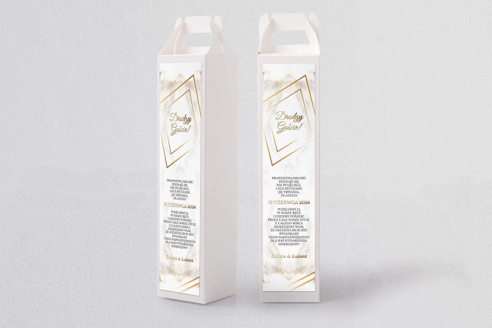 Pudełko na alkohol Marmur & Złoto Motyw 1