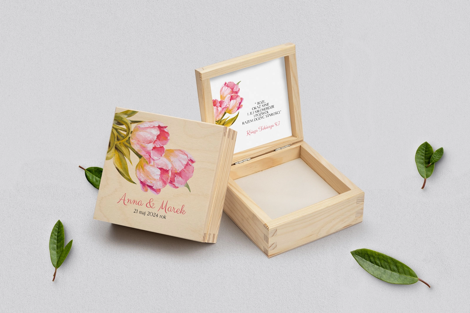 Pudełko na obrączki naturalne - Sweet Love Motyw 4