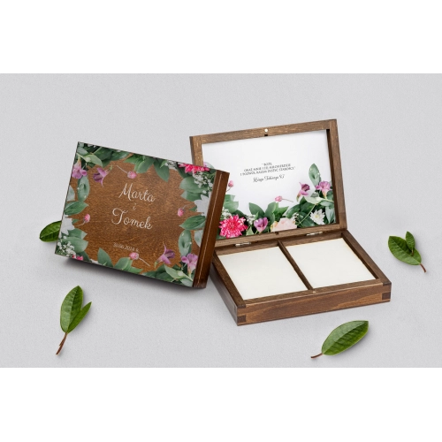 Pudełko na obrączki prostokątne brązowe - Soft Motyw 6