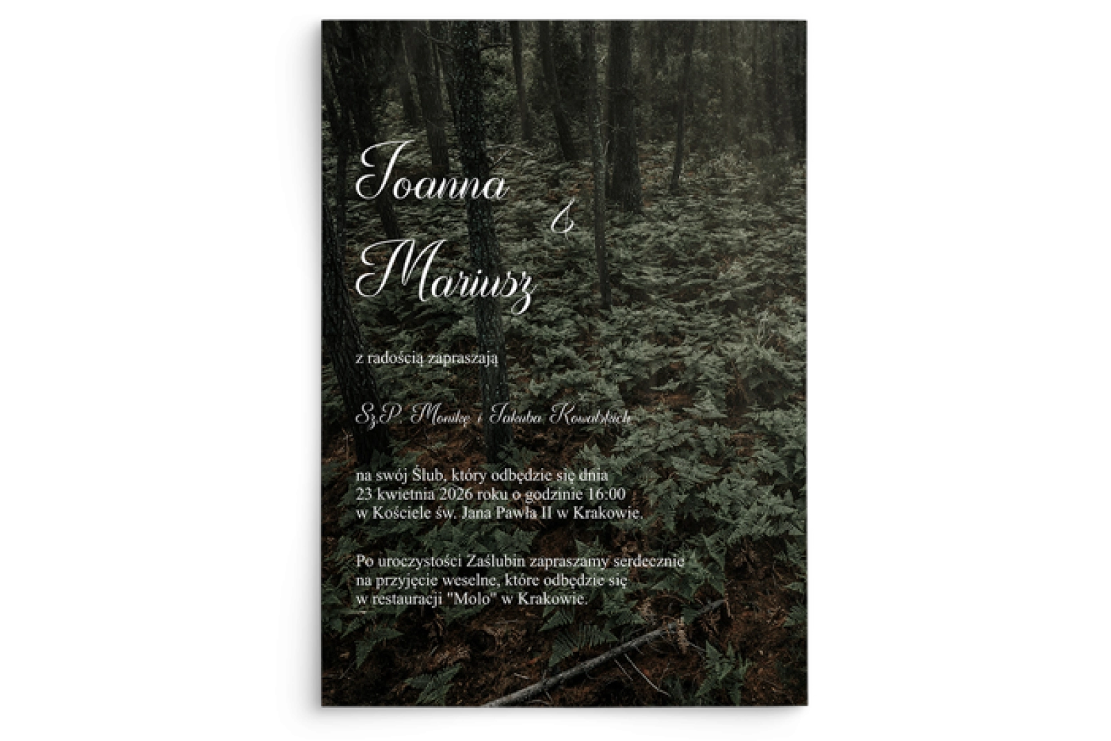 Zaproszenia ślubne Las - Motyw 3