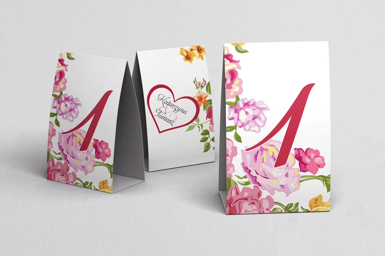 Numerki na stół Serca Kwiat Motyw 14