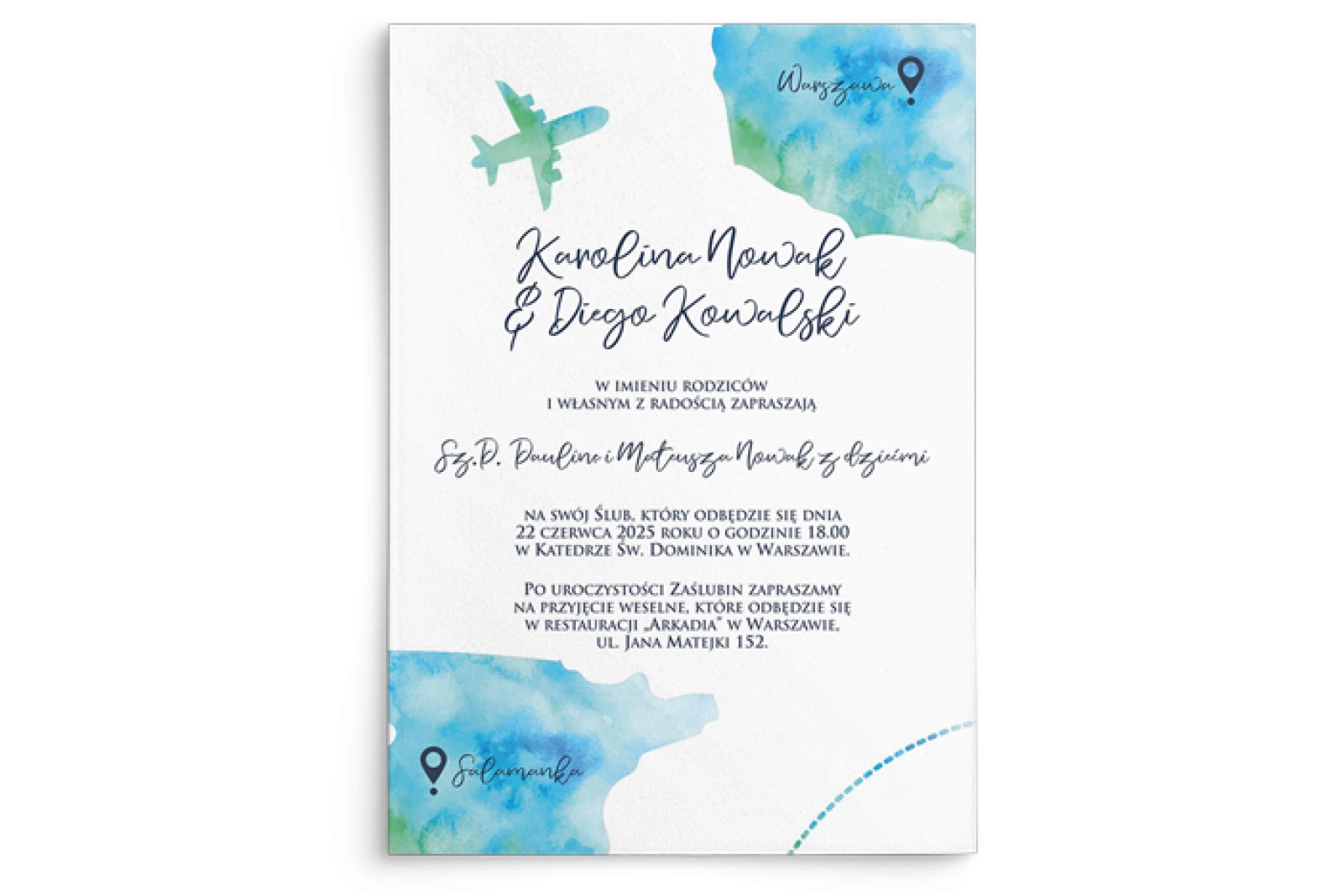 Zaproszenia ślubne Mapa - Motyw 2