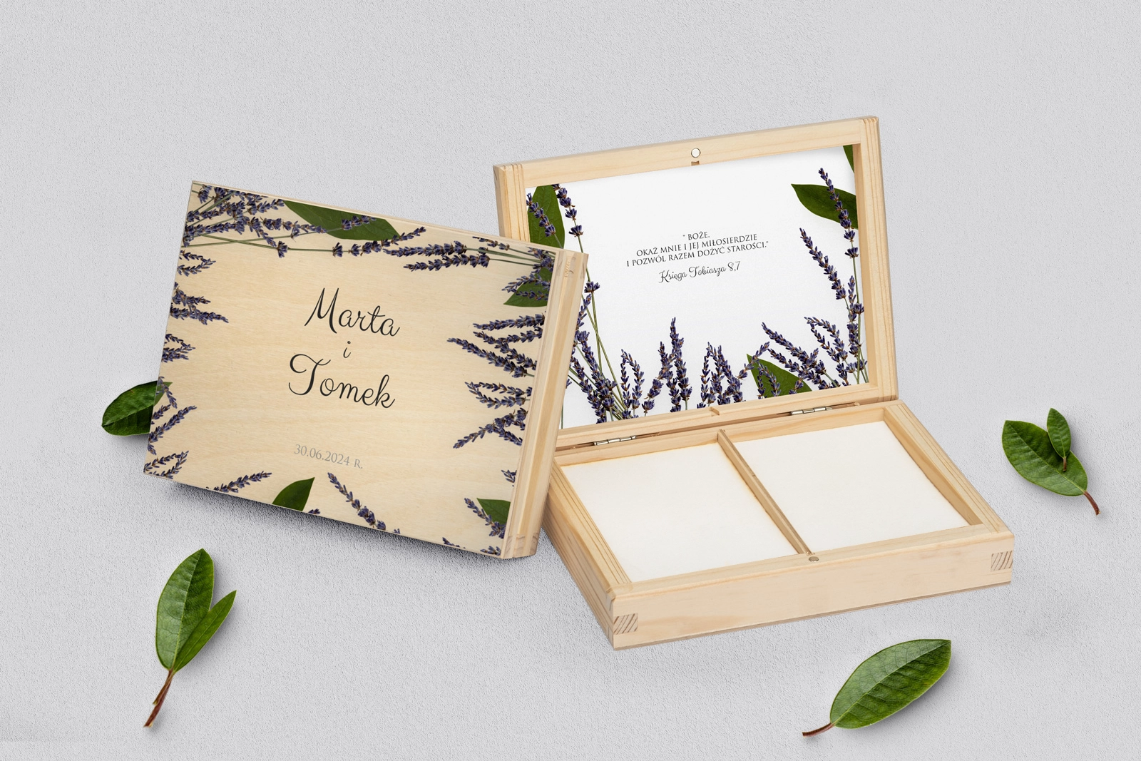 Pudełko na obrączki prostokątne naturalne - Soft Motyw 5