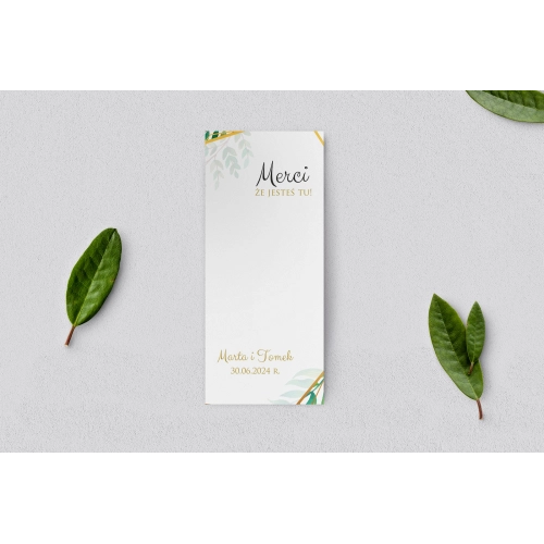 Podziękowanie Merci - Karteczka Flowers&Frame - Motyw 2