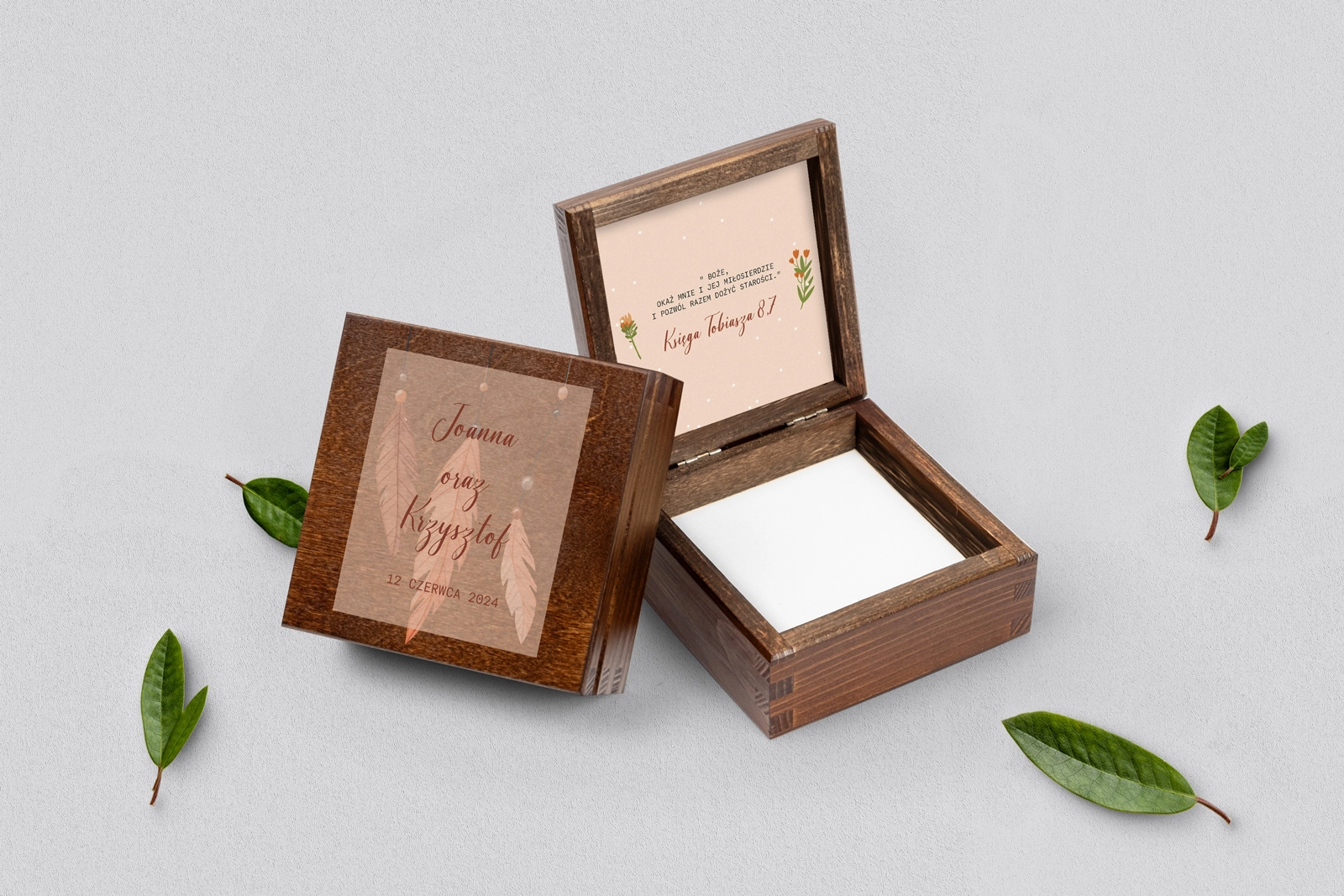 Pudełko na obrączki brązowe - Butterflies Motyw 1