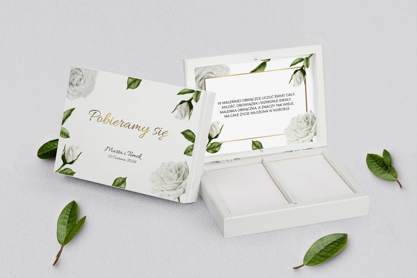 Pudełko na obrączki prostokątne białe - Dream Motyw 1