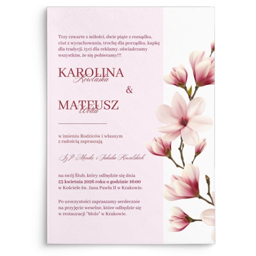 Zaproszenia ślubne Color Line - Motyw 1