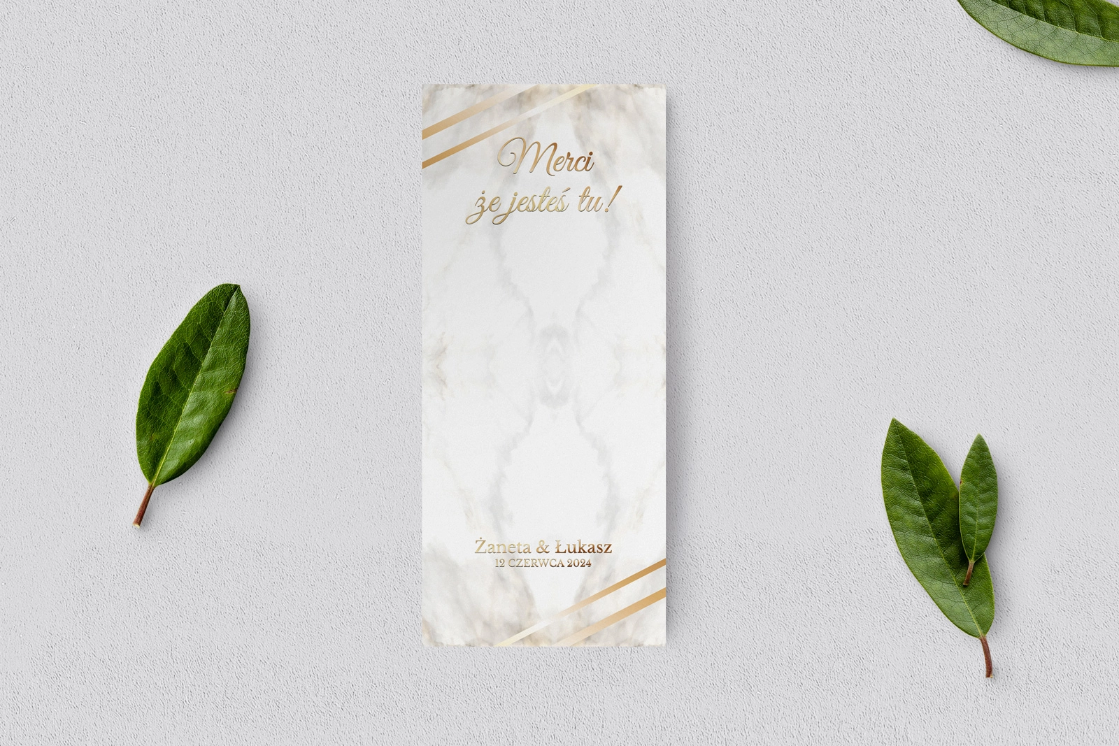 Podziękowanie Merci - Karteczka Marmur & Złoto - Motyw 1