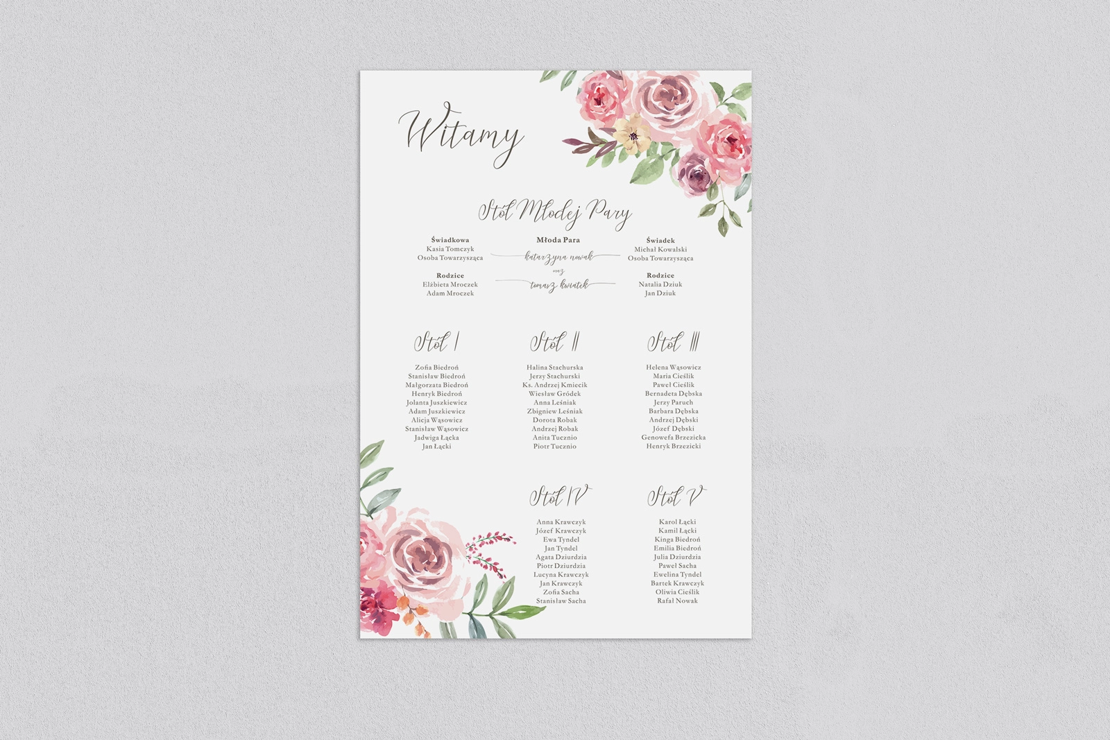 Plan stołów weselnych PasteLove - Motyw 2