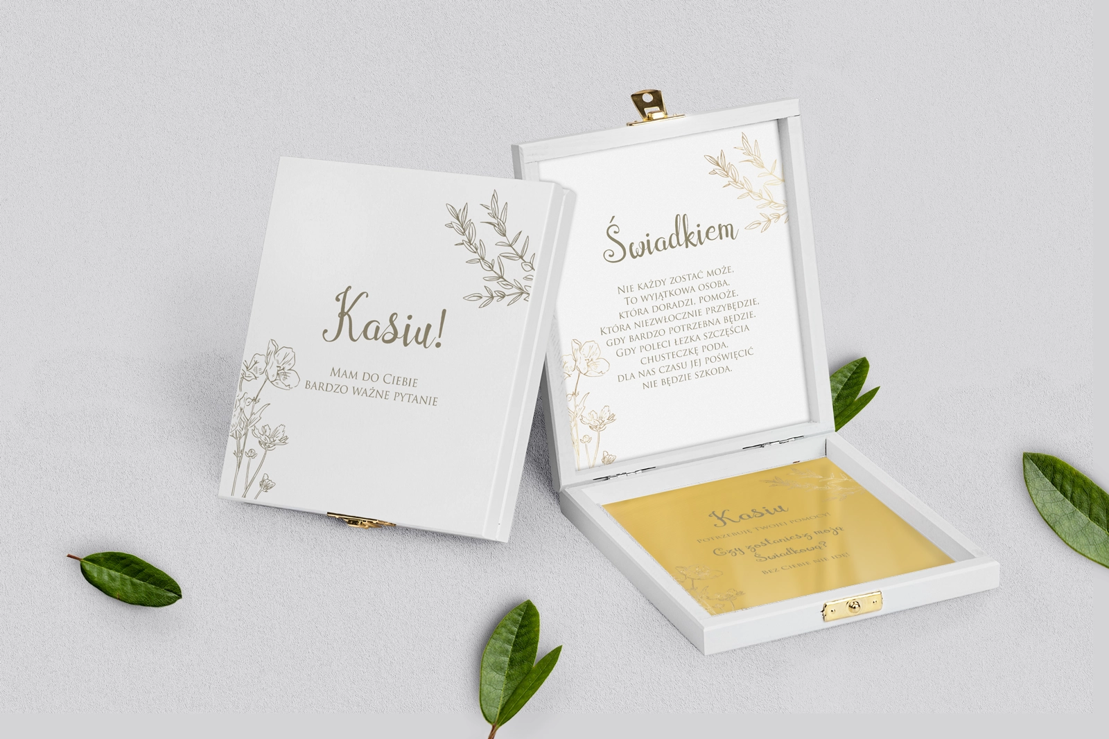 Prośba o świadkowanie - białe puzzle Fiori Motyw 2