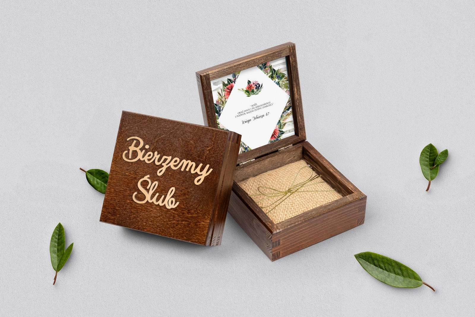 Pudełko na obrączki brązowe - Akwarelka - Motyw 3