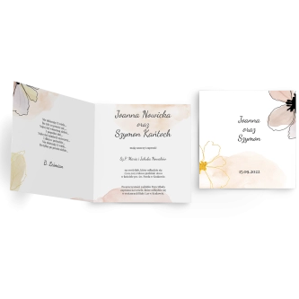 Zaproszenia ślubne Watercolor Wedding - Składane Kwadrat Motyw 1