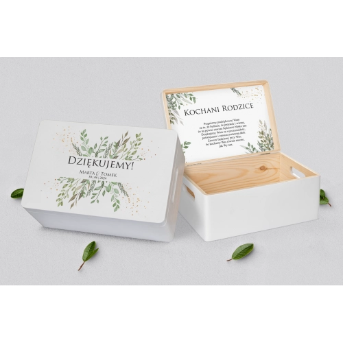 Skrzyneczka dla Rodziców - biała Leaves Motyw 3