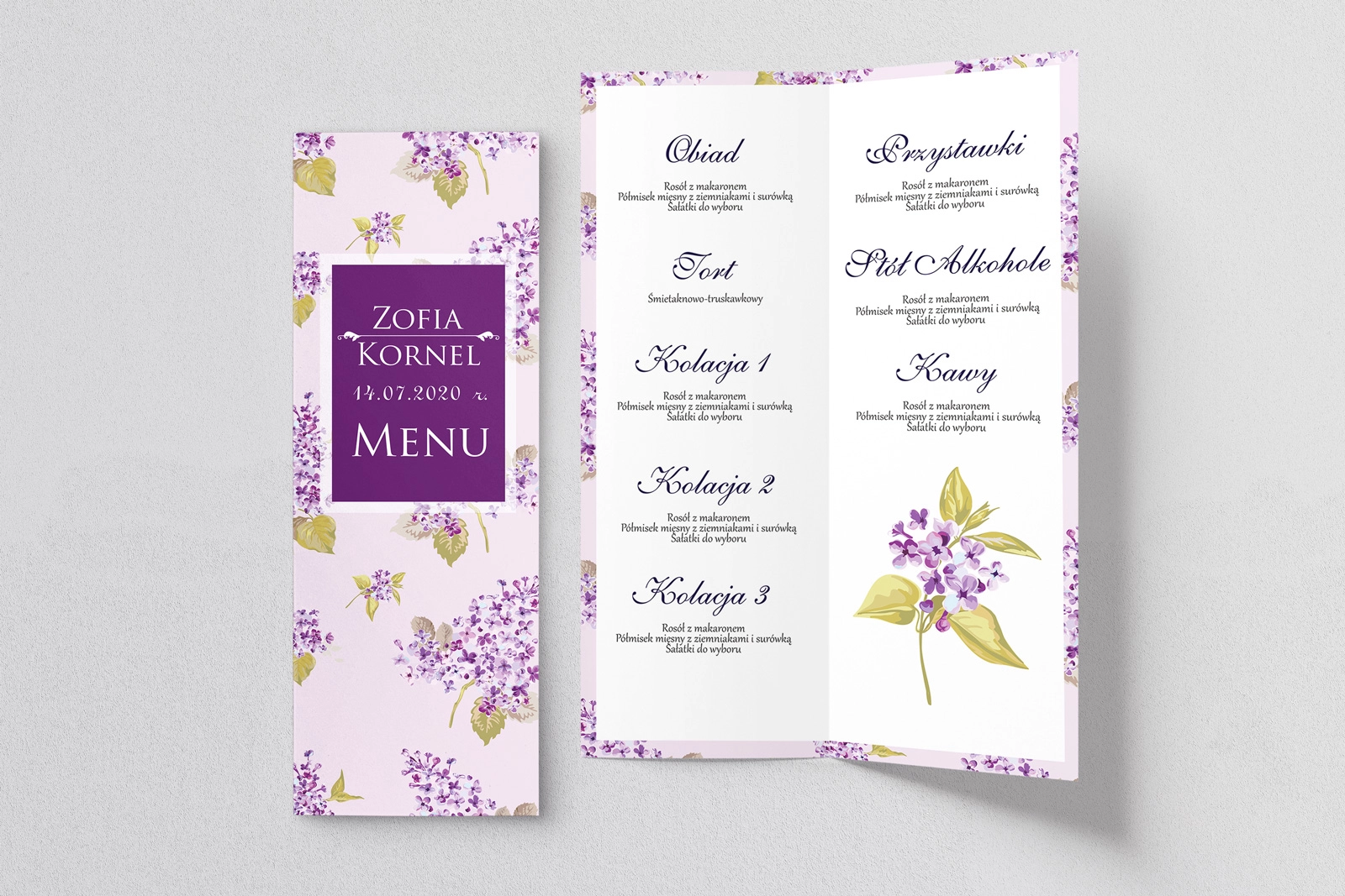 Menu Weselne Kwiatowe Pole Motyw 6