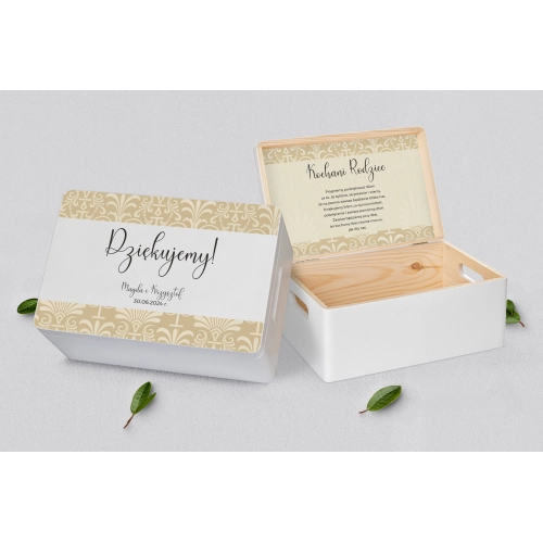 Skrzyneczka dla Rodziców - biała Vintage Motyw 1