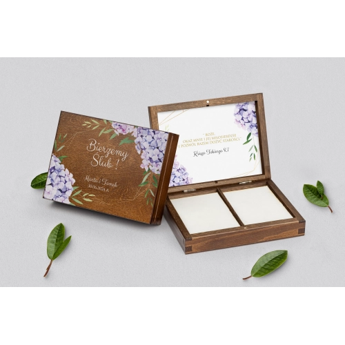 Pudełko na obrączki prostokątne brązowe - Flowers & Frame Motyw 1