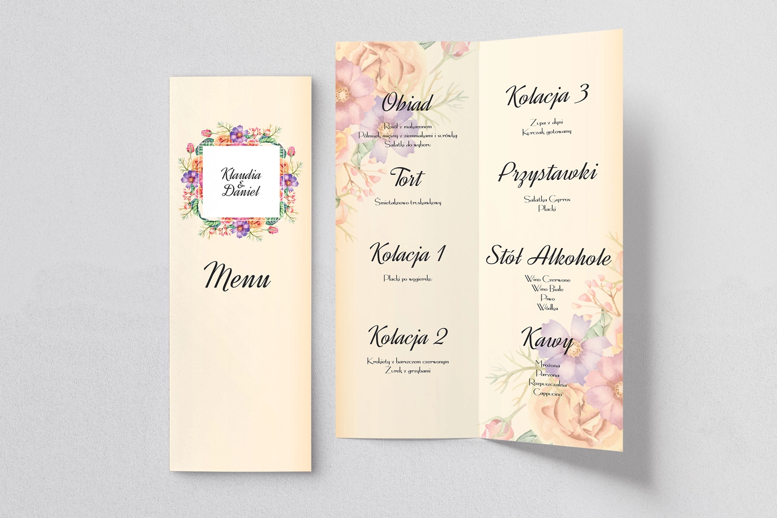 Menu Weselne love Motyw 7