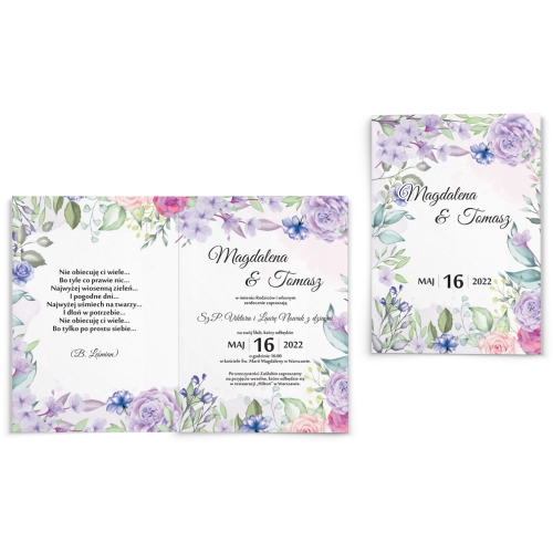 Zaproszenia ślubne Amelia - Składane Motyw 4