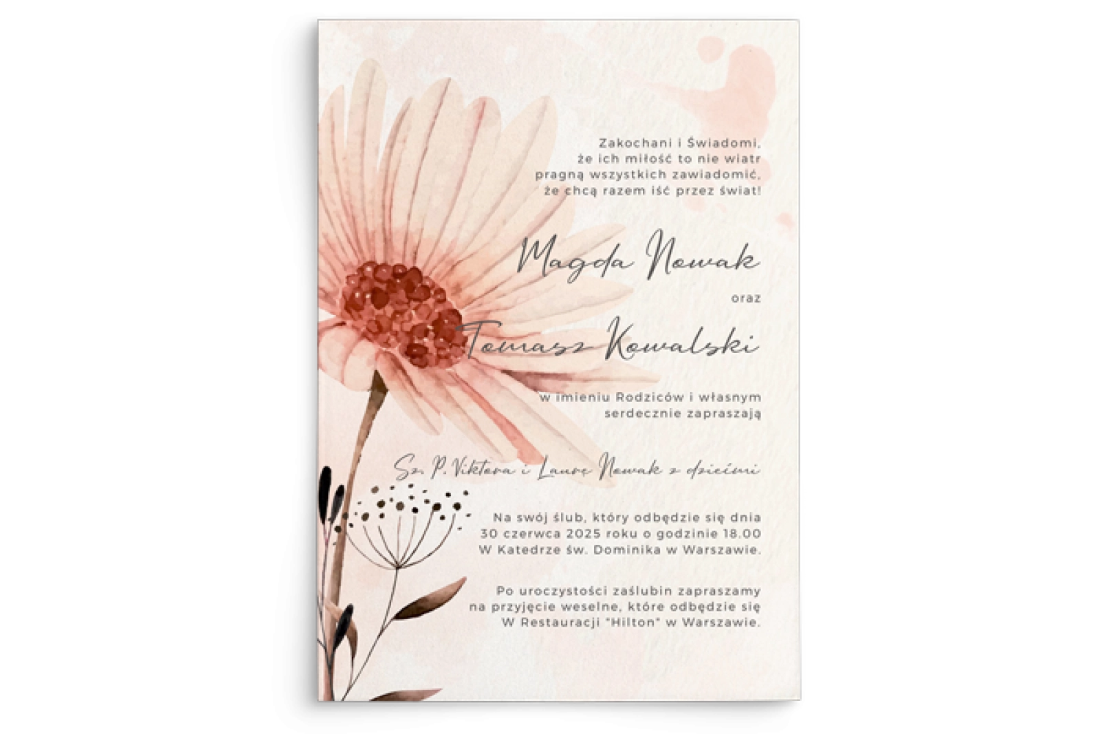 Zaproszenia ślubne Natalie - Motyw 1