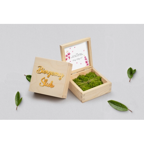 Pudełko na obrączki naturalne - Biały Czas - Motyw 3