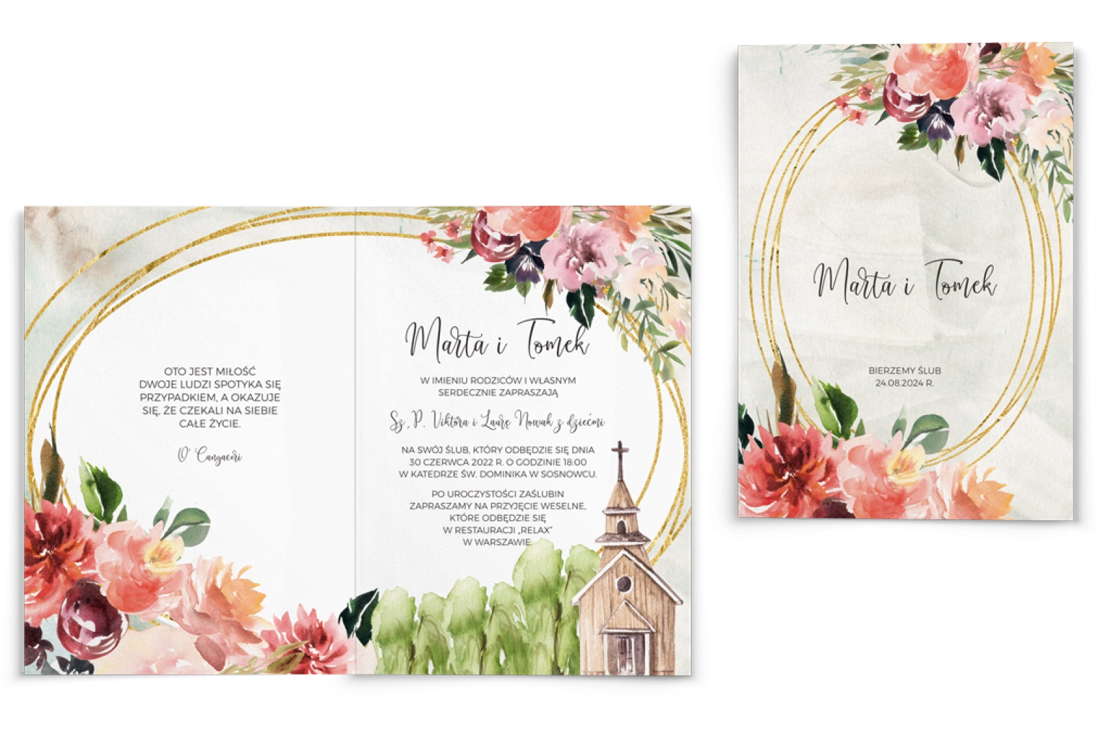 Zaproszenia ślubne Spring Love- Składane Motyw 1