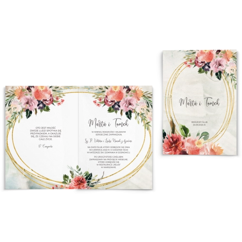 Zaproszenia ślubne Spring Love- Składane Motyw 3