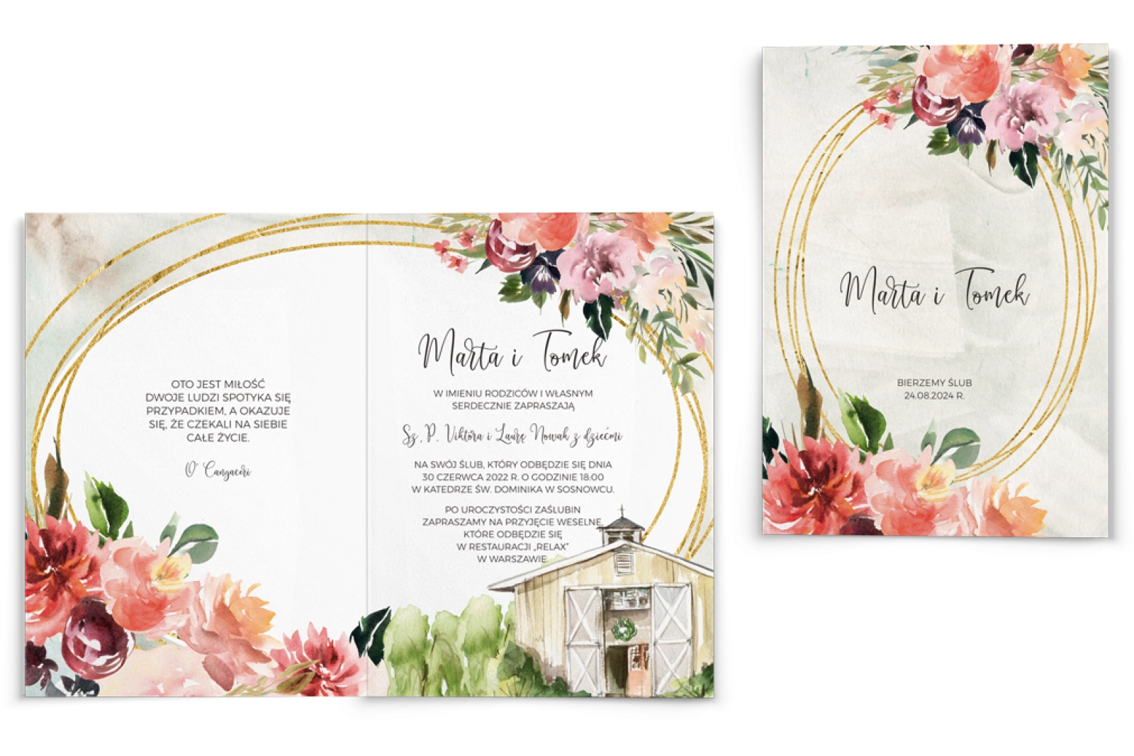 Zaproszenia ślubne Spring Love- Składane Motyw 4