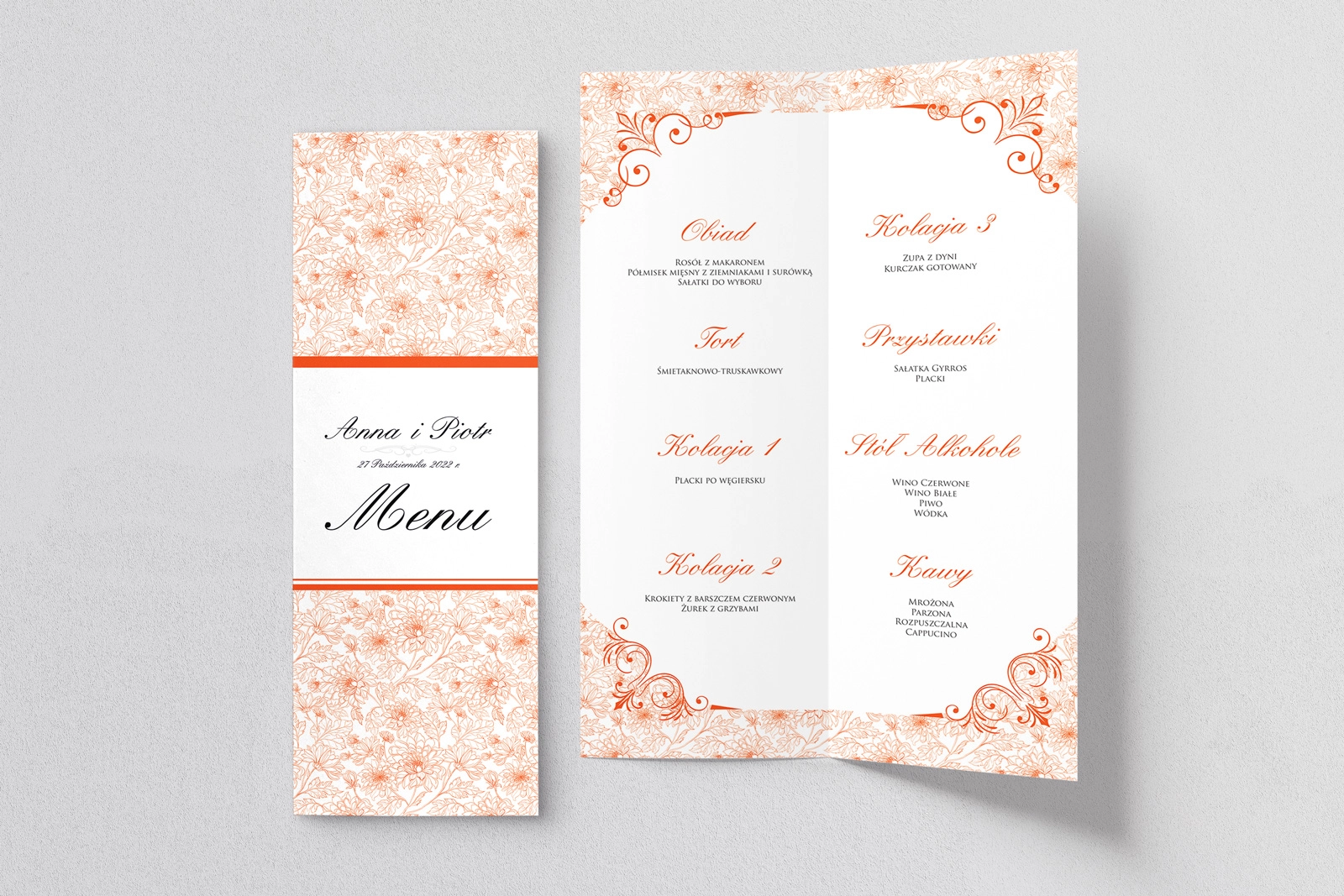 Menu Weselne Ornaments - Motyw 7