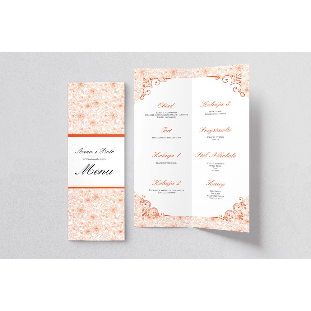 Menu Weselne Ornaments - Motyw 7