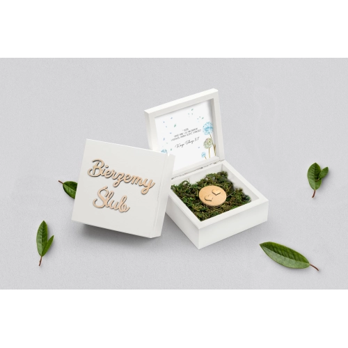 Pudełko na obrączki białe - Biały Czas - Motyw 4