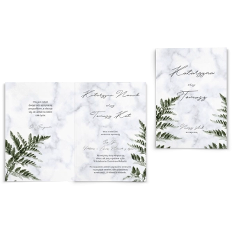 Zaproszenia ślubne Marble leaf - Składane Motyw 2