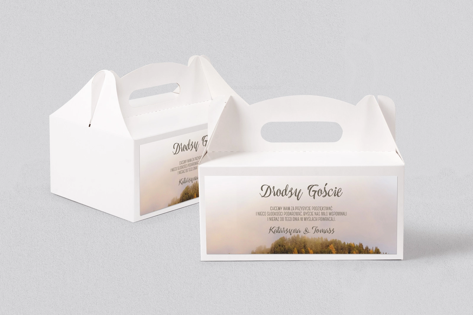 Pudełko na ciasto weselne Forest - Motyw 3