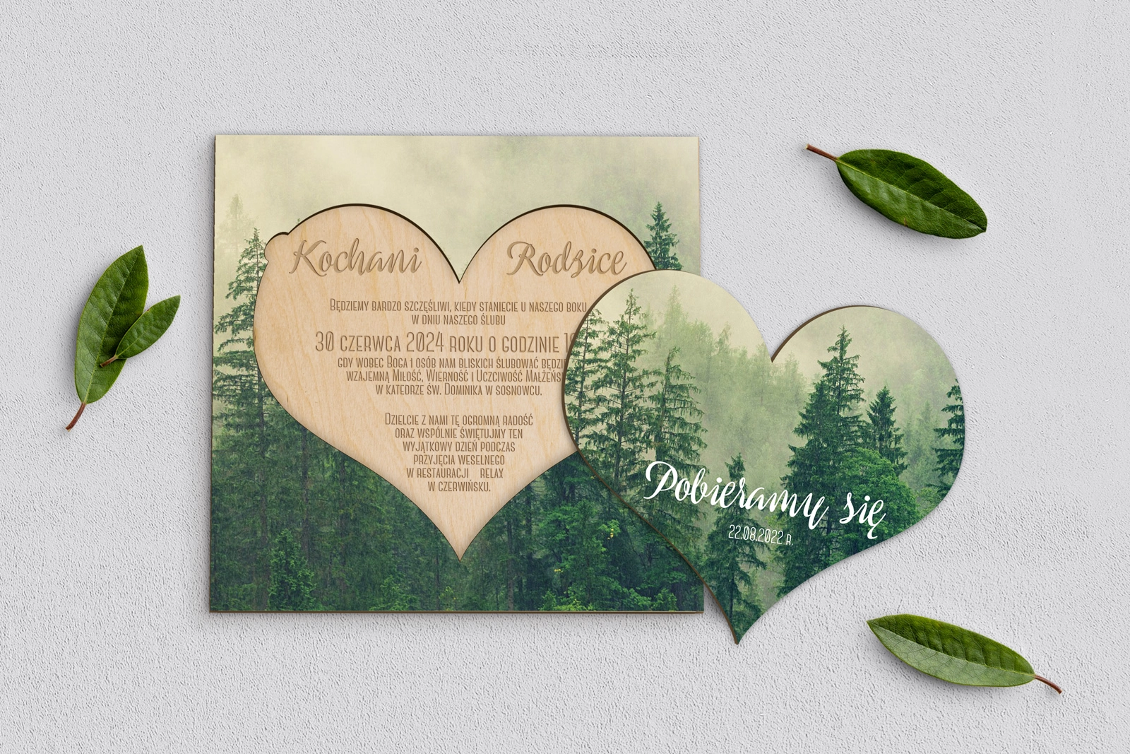 Drewniane Zaproszenie dla Rodziców - Forest - Motyw 1