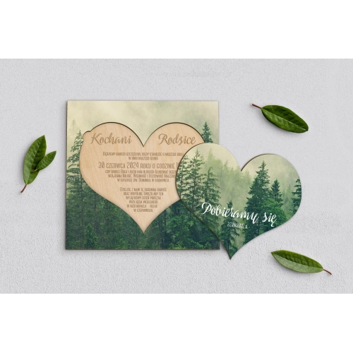 Drewniane Zaproszenie dla Rodziców - Forest - Motyw 1