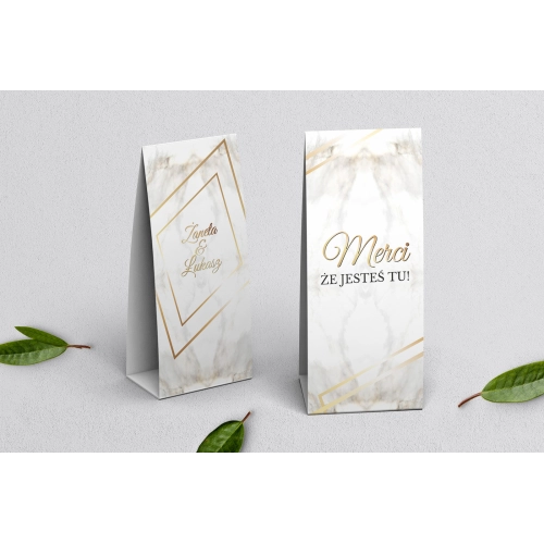 Podziękowanie Merci - Pudełeczko Marmur i złoto Motyw 1