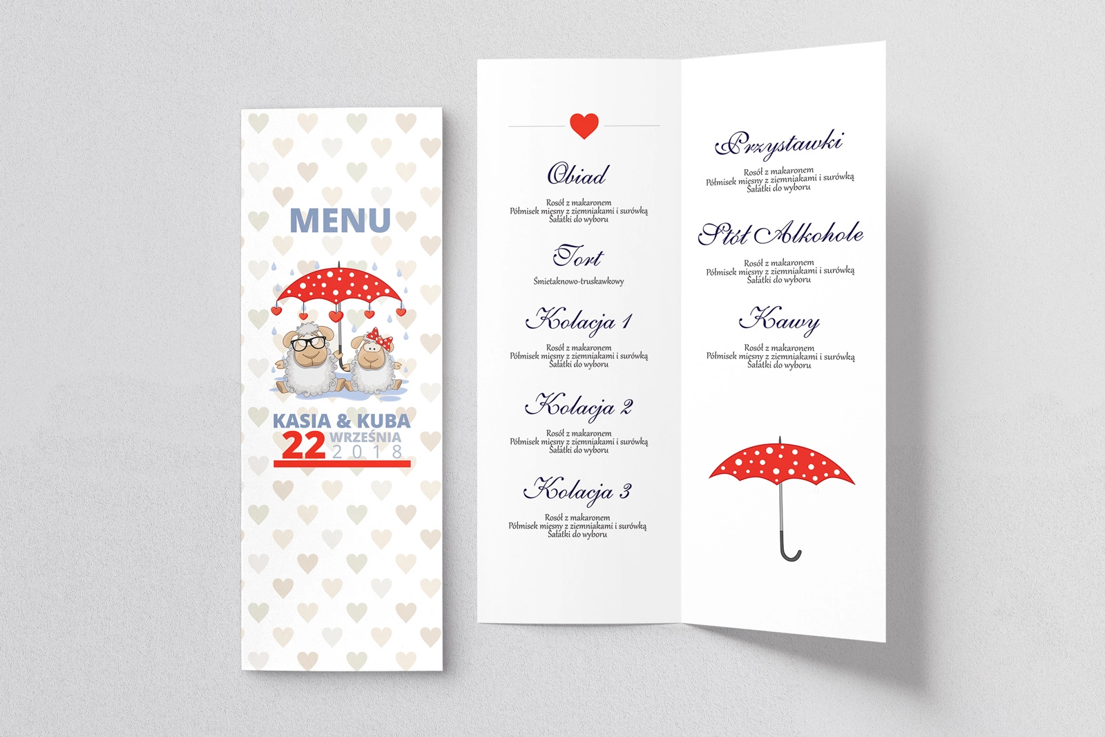 Menu Weselne Uroczy Deszcz Motyw 12