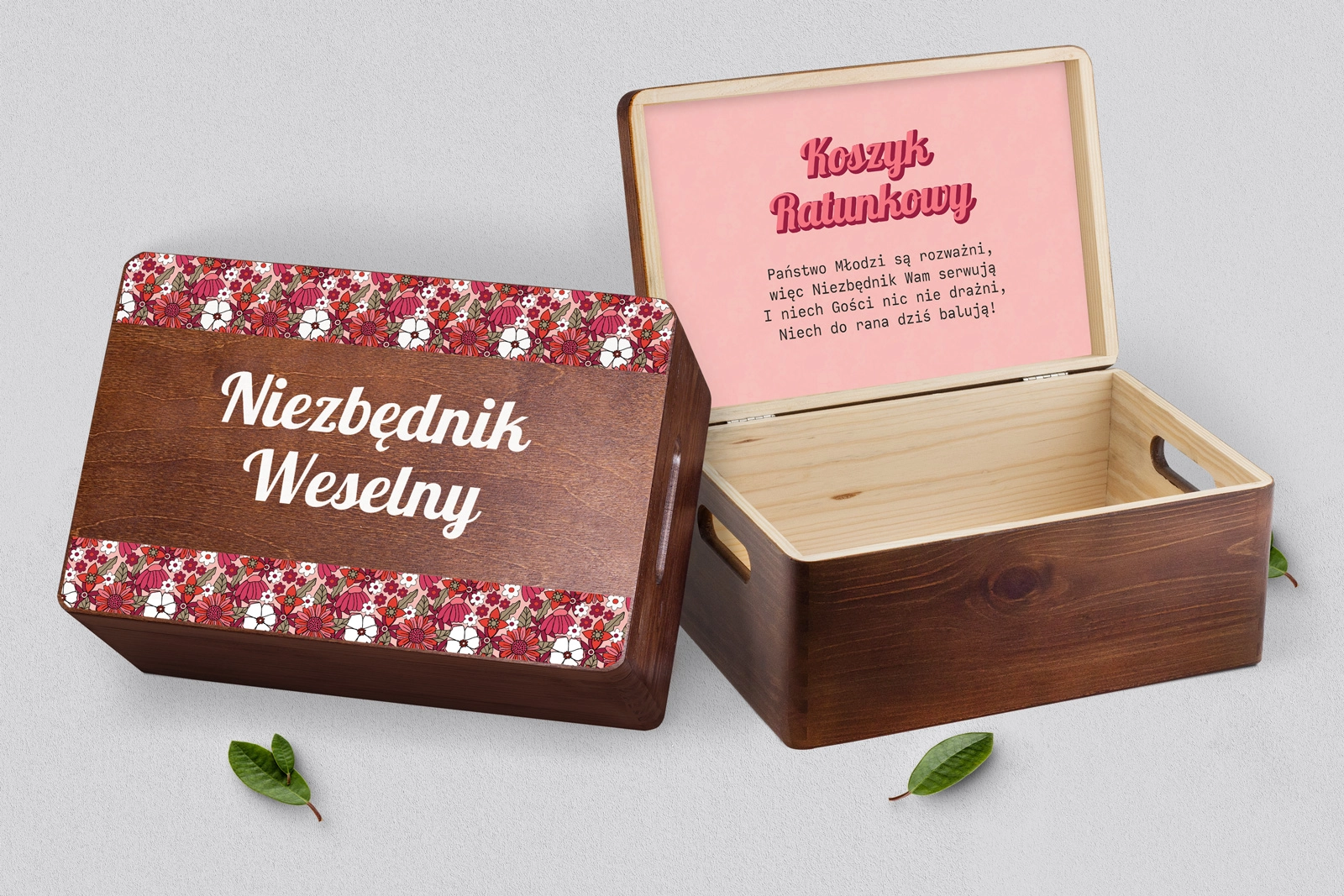 Koszyczek ratunkowy weselny brązowy - Retro Style Motyw 2