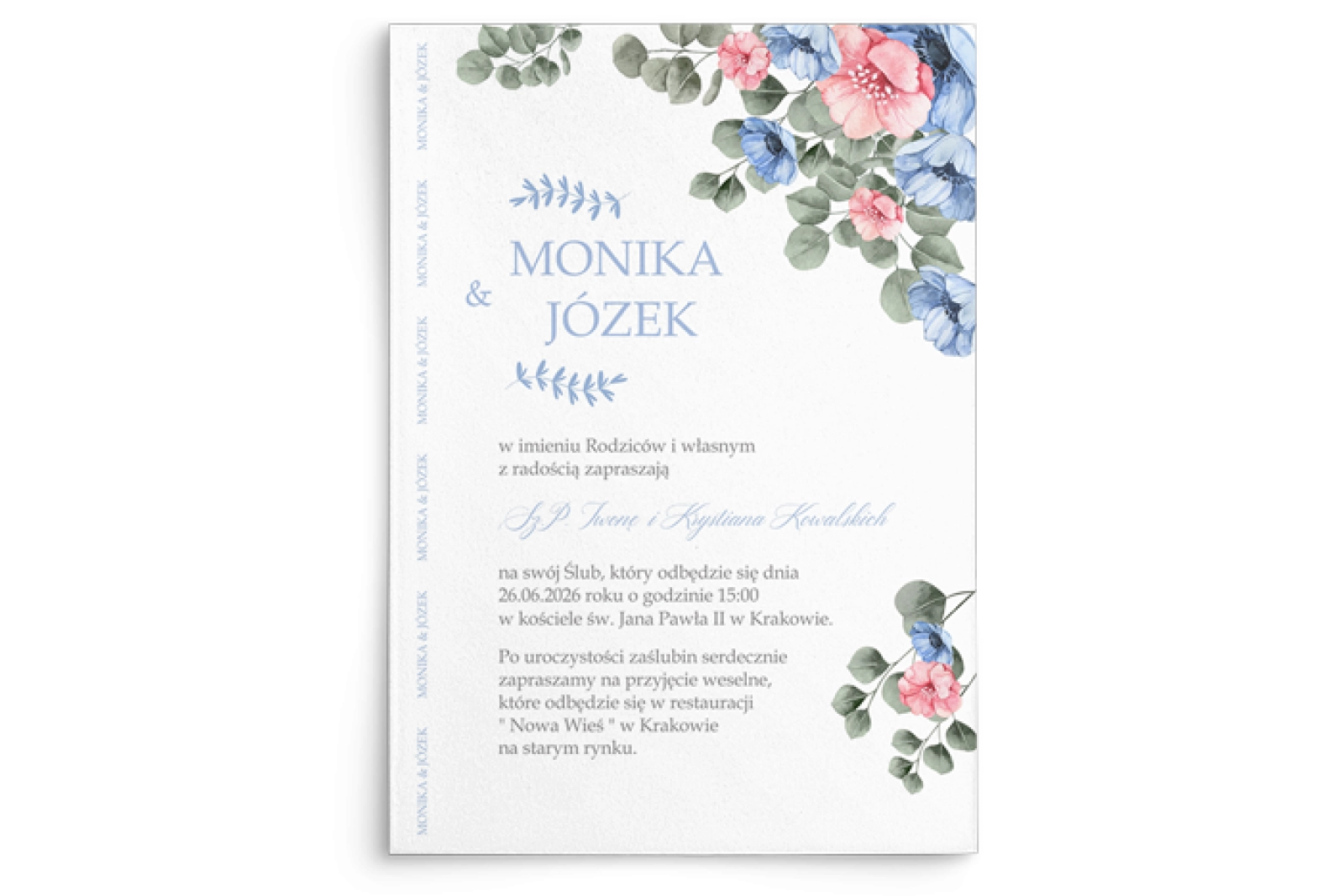 Zaproszenia ślubne Name - Motyw 1