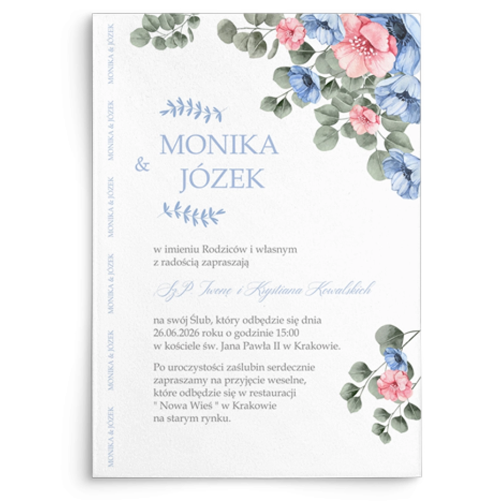 Zaproszenia ślubne Name - Motyw 1