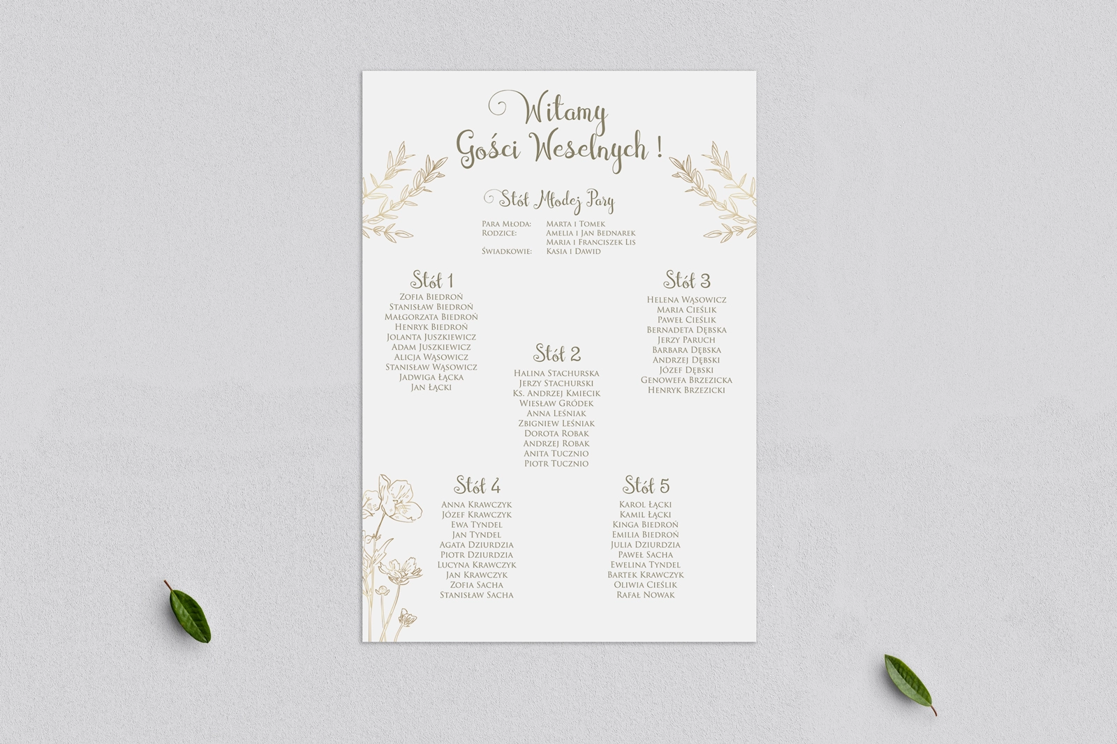 Plan stołów weselnych Fiori - Motyw 2