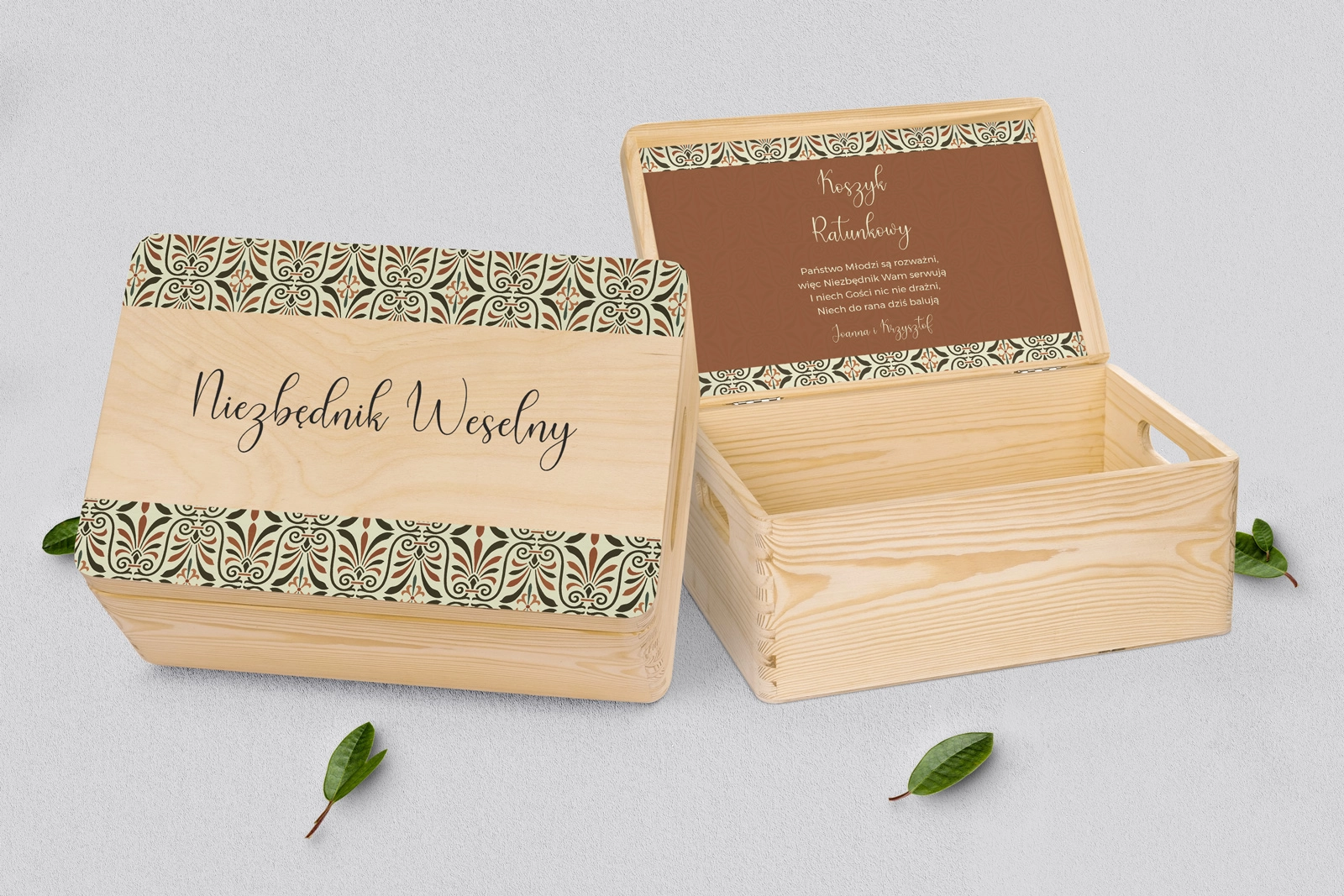 Koszyczek ratunkowy weselny naturalny - Vintage Motyw 3