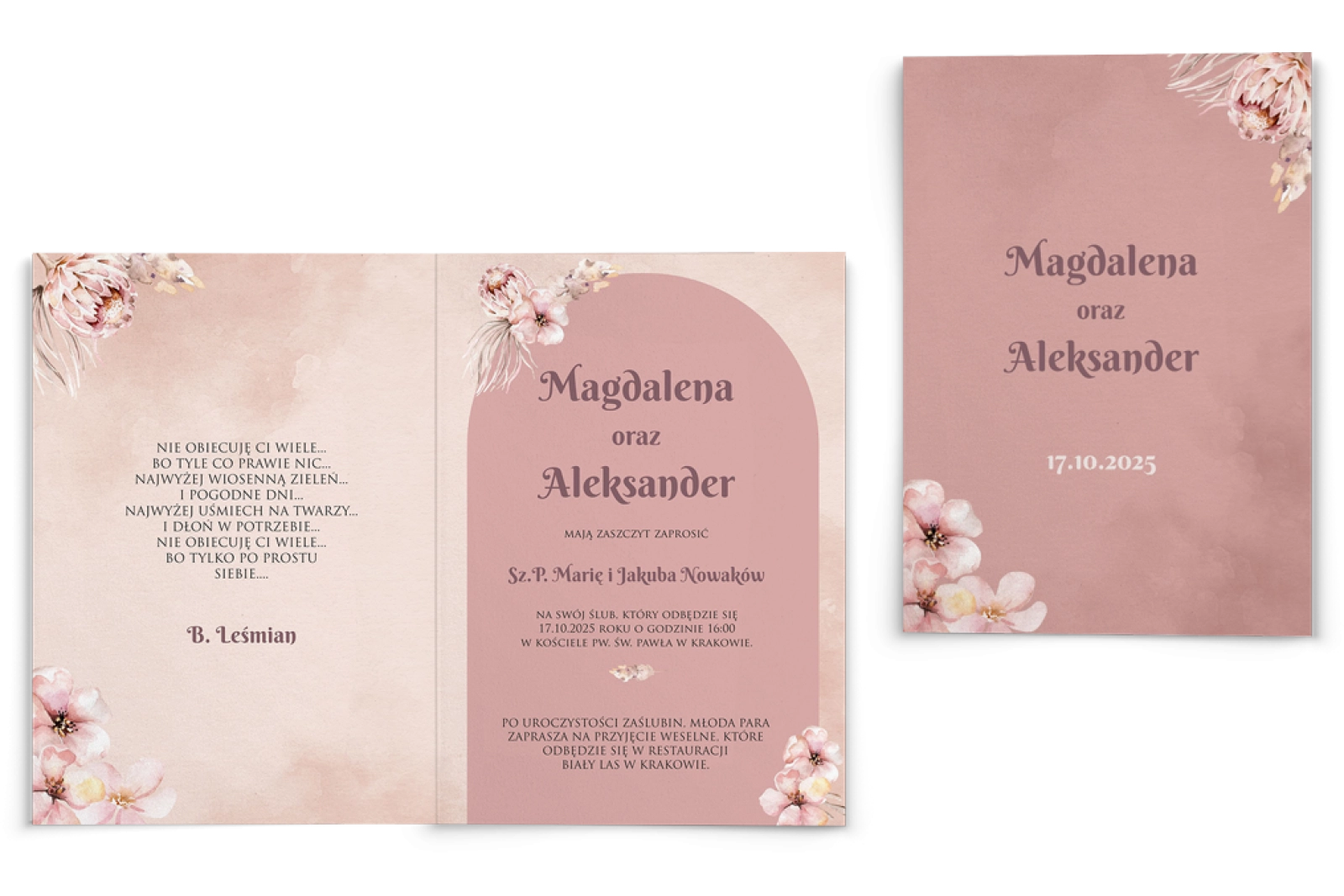 Zaproszenia ślubne Loretta - Składane motyw 2