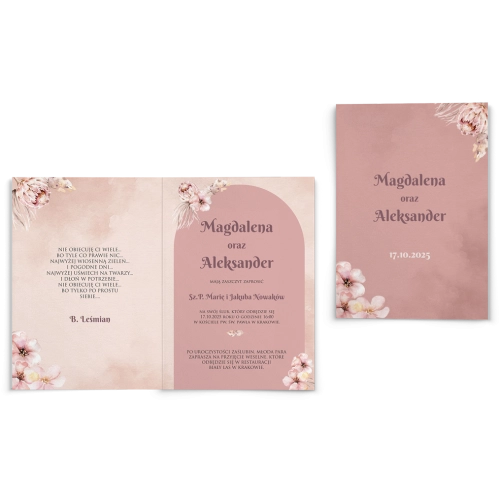 Zaproszenia ślubne Loretta - Składane motyw 2