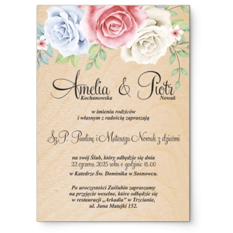 Zaproszenia ślubne Geometryczne Serce - Drewniane Motyw 3