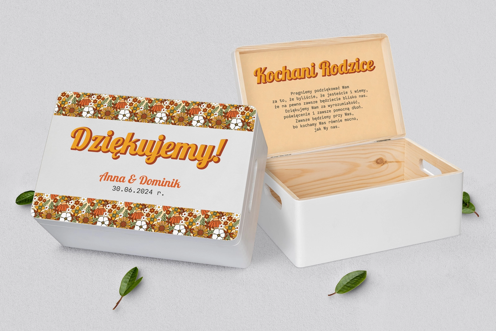 Skrzyneczka dla Rodziców - biała Retro Style Motyw 1